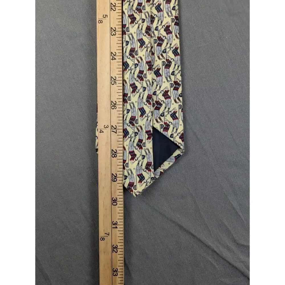 Rene Chagal Necktie Silk Men's Golf Golfer Print Handmade Vintage